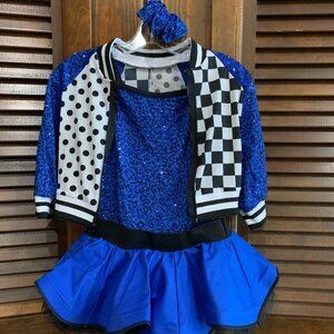 Blue & Black Weissman Dance Costume, "Ride" (10101), Sz child LG